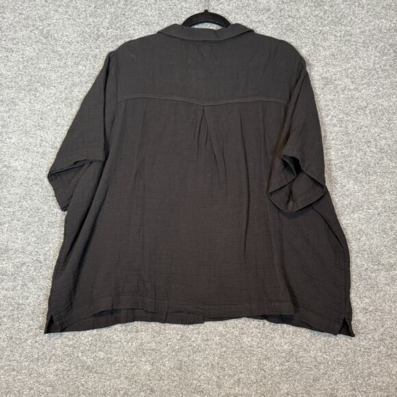 Old Navy Shirt Womens 2XL XXL Black Short Sleeve Blouse Plus Size Bohemian NEW - Picture 8 of 8